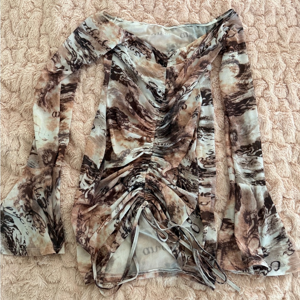 Stylish Brown and Cream Women's Dress size small